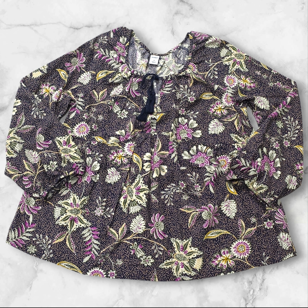 Old Navy Floral Long Sleeve Boho Blouse Top Shirt Size Small (S) D56